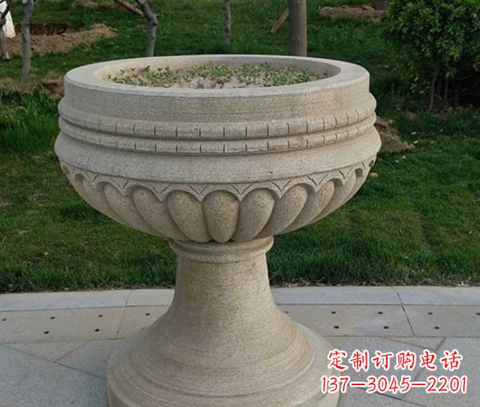 泰安小区大理石花盆摆件石雕