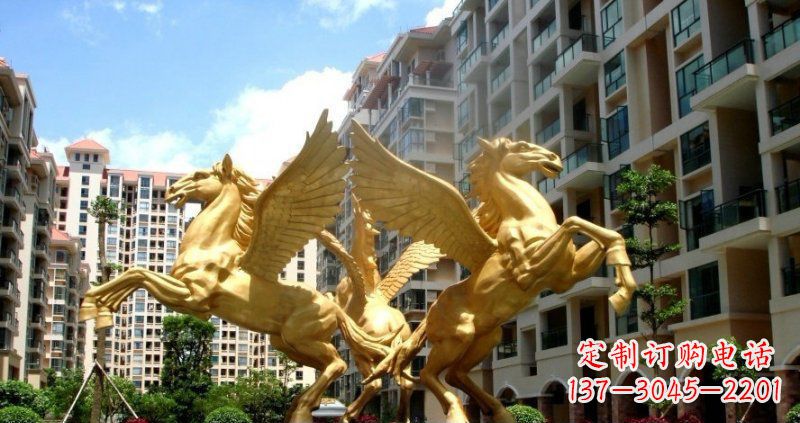 泰安小区飞马动物铜雕
