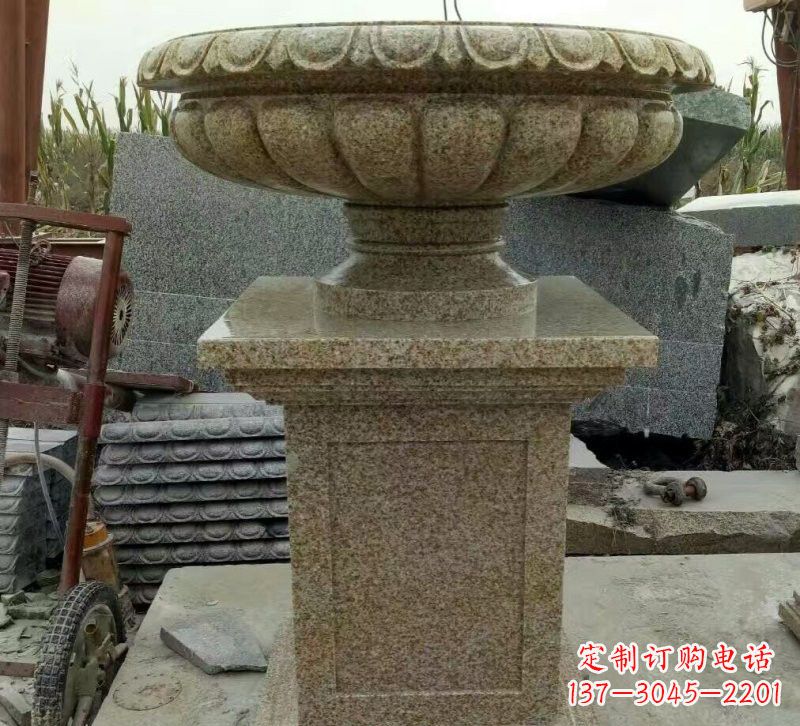 泰安小区花岗岩花盆雕塑