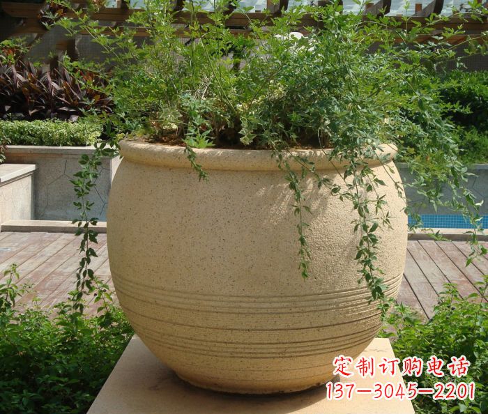 泰安小区景观大理石花盆石雕 (2)
