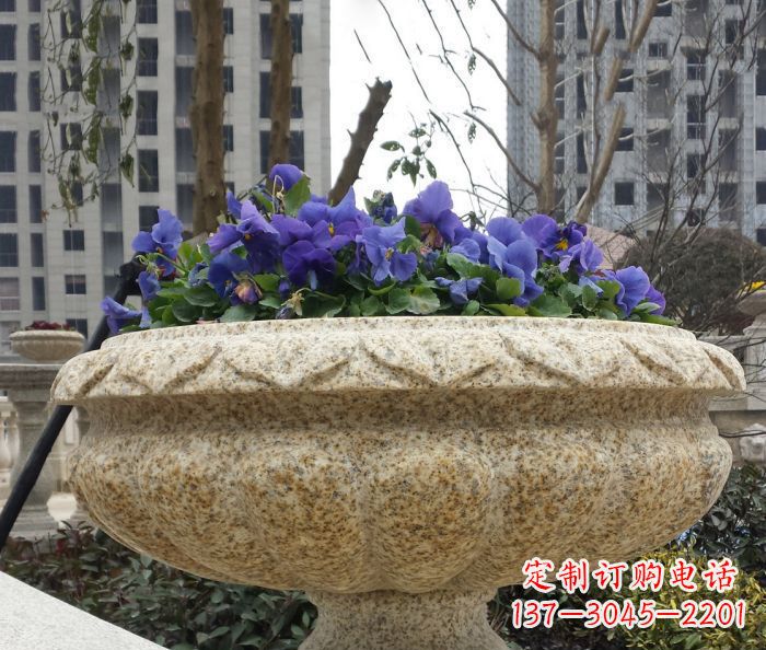 泰安小区景观大理石花盆石雕
