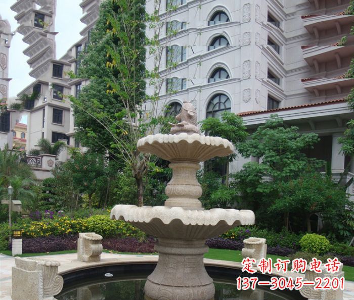 泰安小区景观大理石鲤鱼喷泉石雕