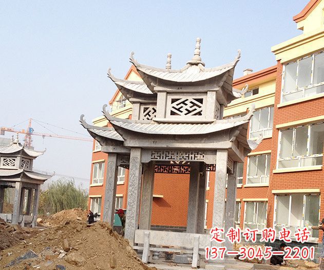 泰安小区景观大理石凉亭石雕