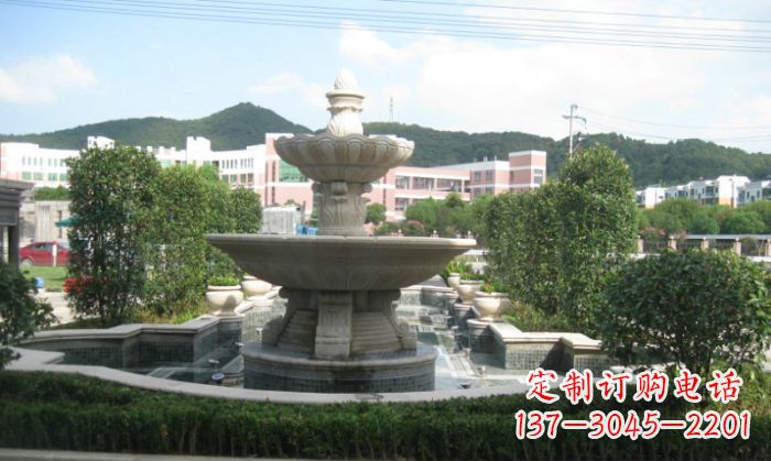 泰安小区景观大理石喷泉石雕 (2)
