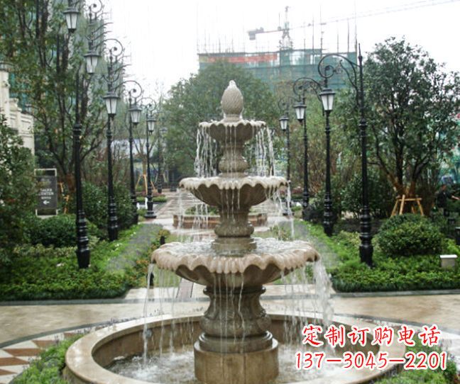 泰安小区景观大理石喷泉石雕 (4)