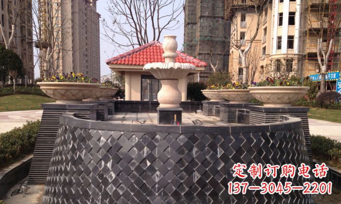 泰安小区景观大理石喷泉石雕 (3)