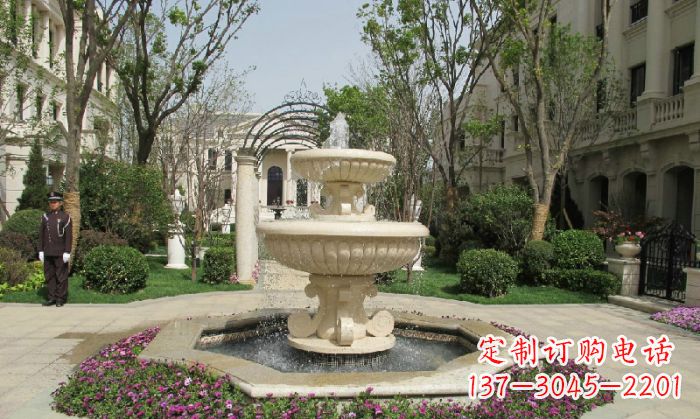 泰安小区景观大理石喷泉石雕 (7)