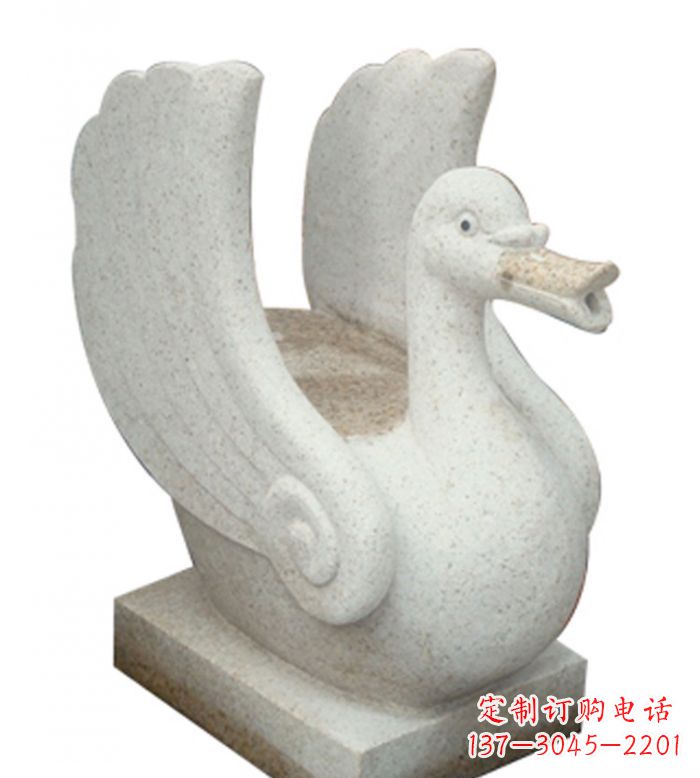 泰安小区景观大理石天鹅喷泉石雕 (2)