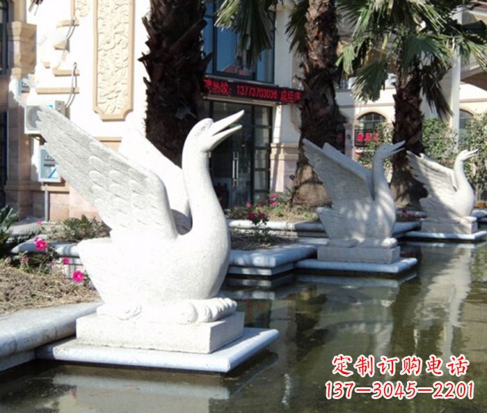 泰安小区景观大理石天鹅喷泉石雕