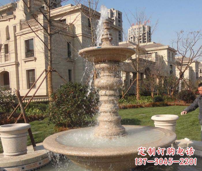 泰安小区景观多层喷泉石雕 (2)