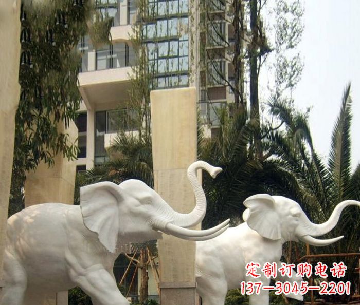 泰安小区景观汉白玉大象石雕