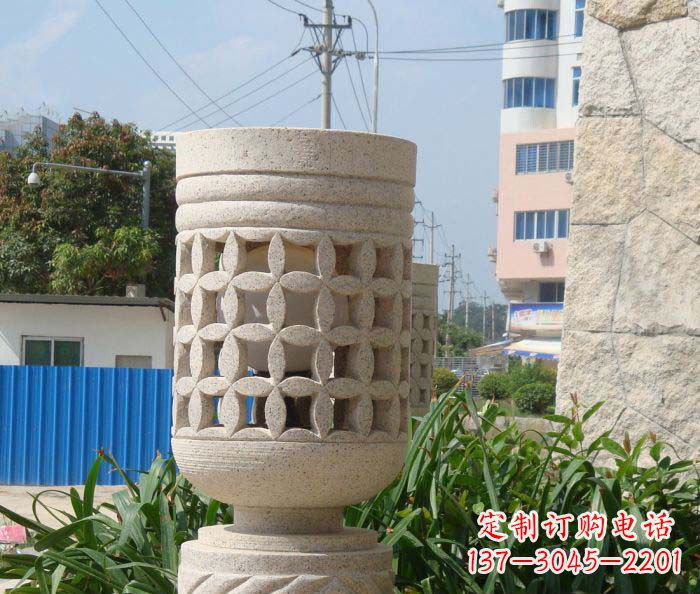 泰安小区景观镂空石灯石雕