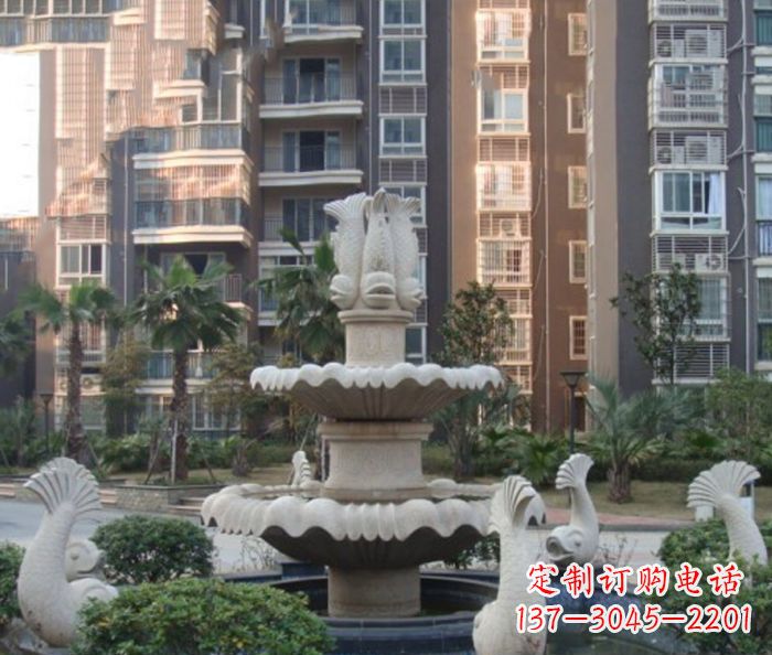 泰安小区景观鲤鱼喷泉石雕