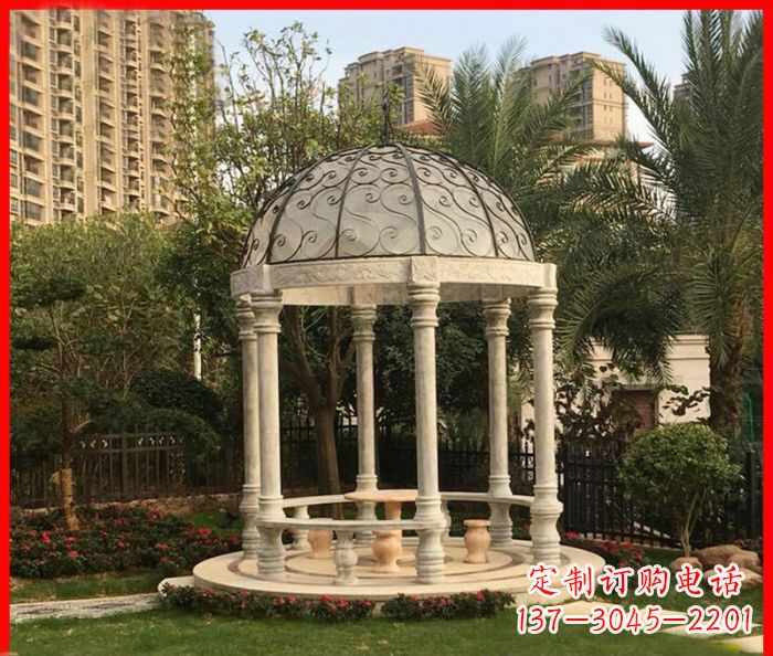 泰安小区欧式圆顶凉亭石雕 (2)