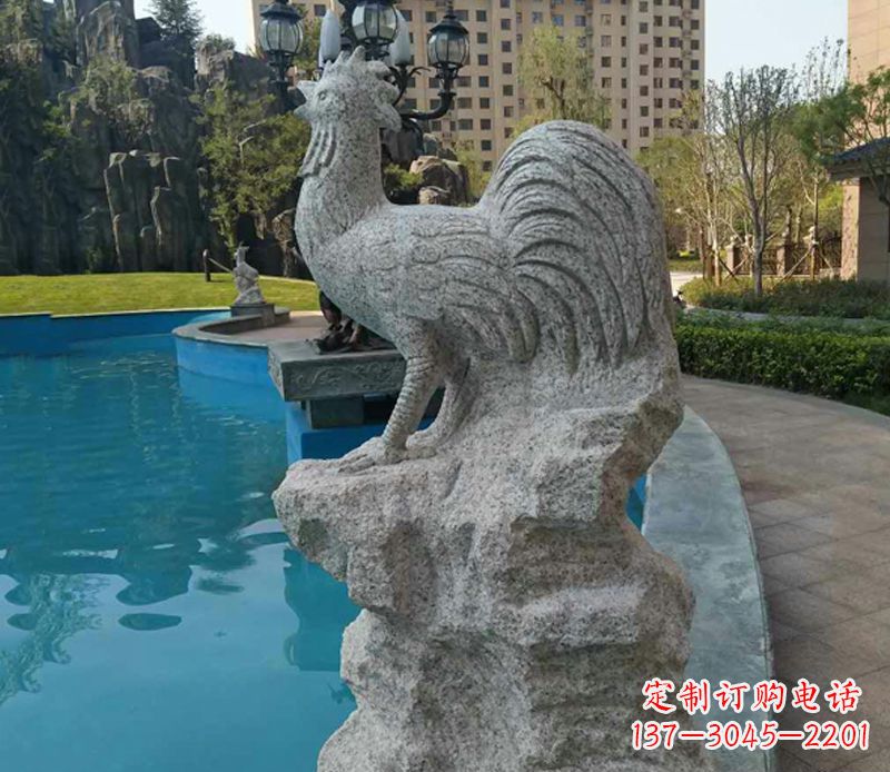 泰安小区十二生肖鸡动物石雕