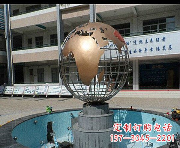 泰安校园不锈钢地球喷泉雕塑
