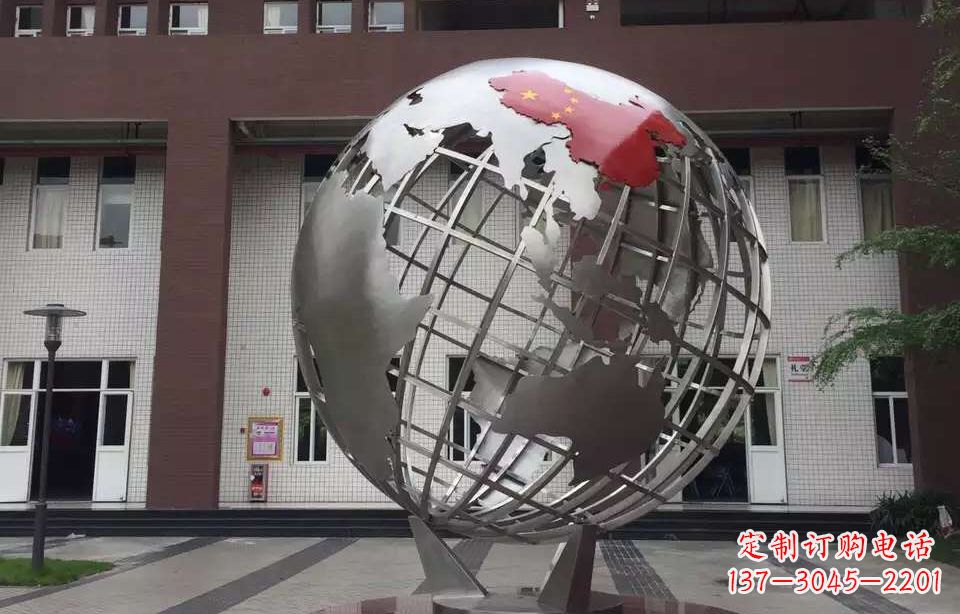 泰安校园不锈钢地球仪雕塑 (4)