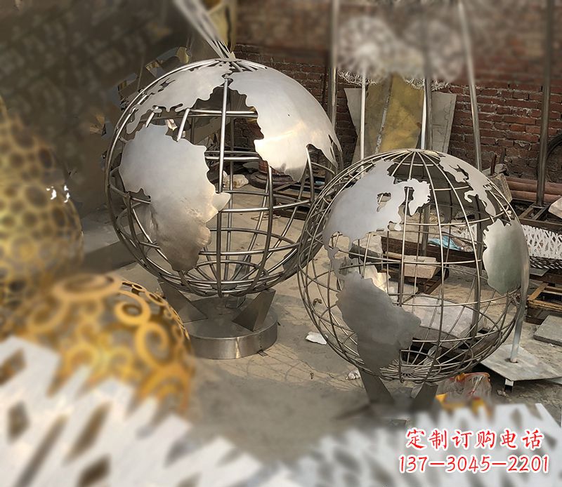 泰安校园不锈钢地球仪雕塑112