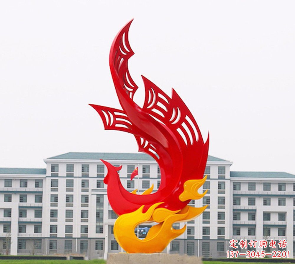 泰安校园不锈钢凤凰浴火雕塑