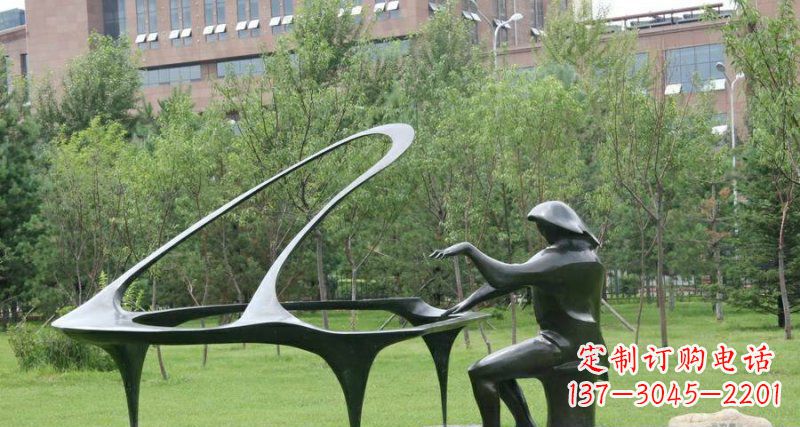 泰安校园弹钢琴景观铜雕