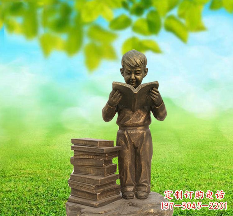 泰安校园读书的小男孩铜雕