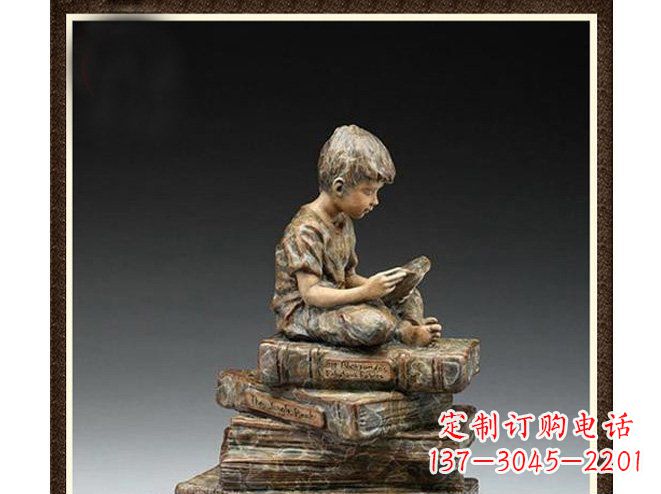 泰安校园儿童看书铜雕