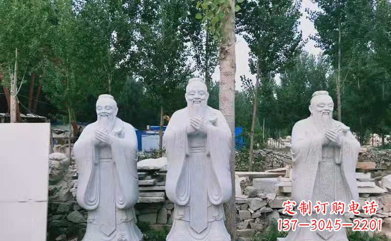 泰安校园古代名人伟人孔子石雕