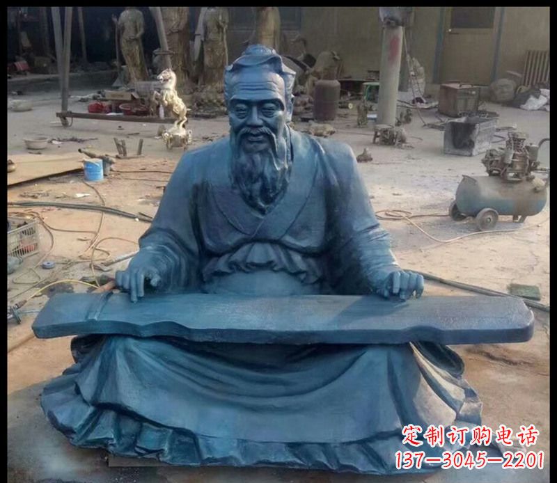 泰安校园孔子弹琴铜雕