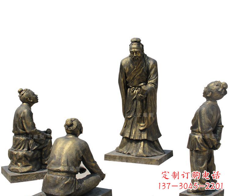 泰安校园孔子讲学铜雕塑