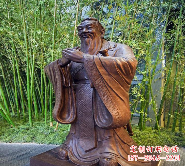 泰安校园孔子行教像铜雕