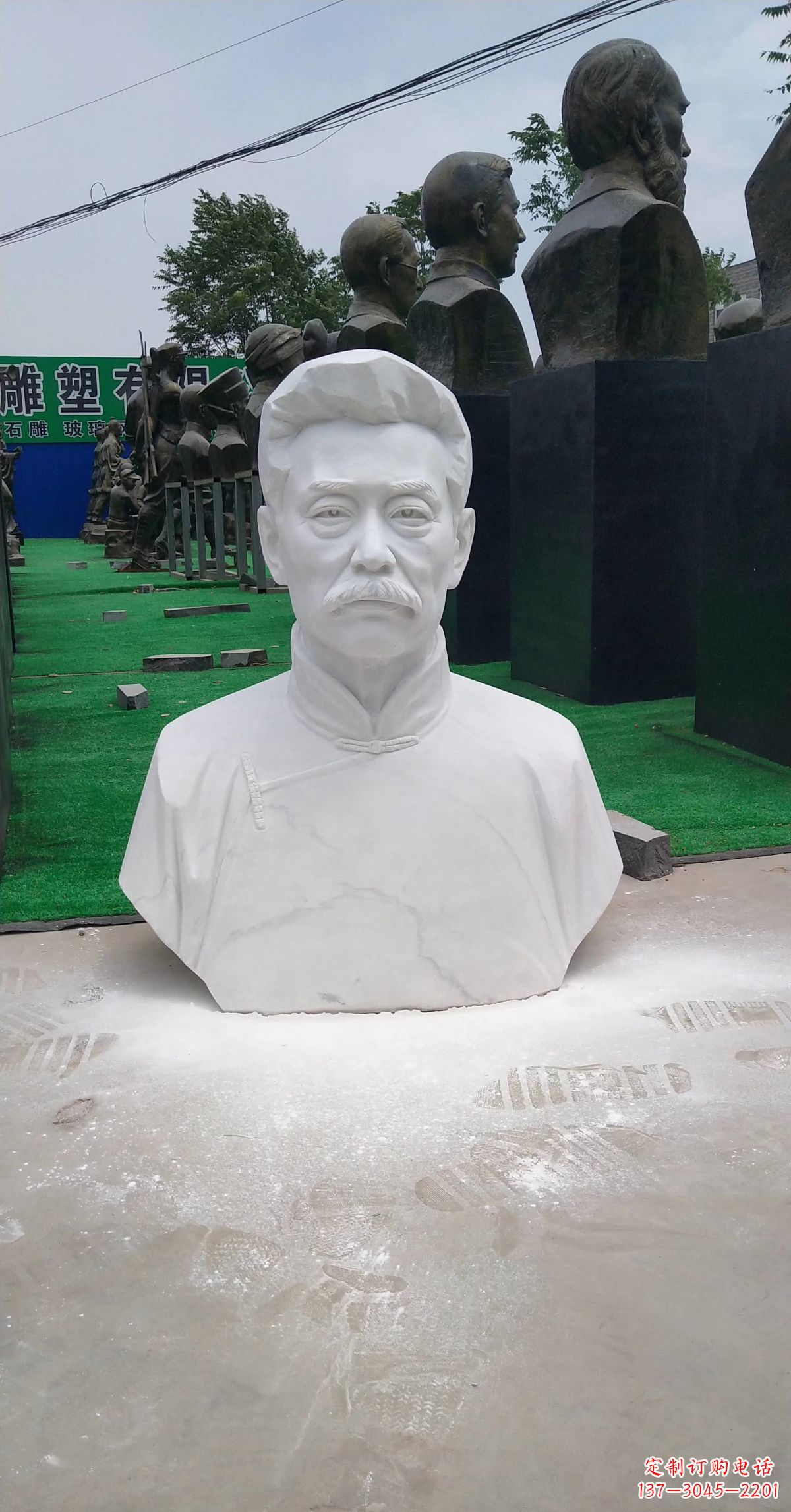 泰安校园名人汉白玉鲁迅头像