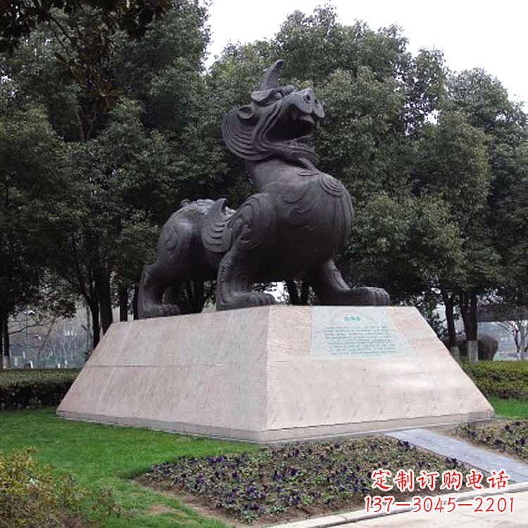泰安獬豸神兽雕塑-公园上古神兽景观雕塑