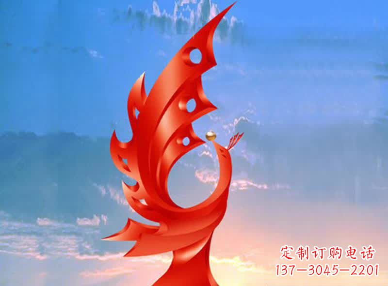 泰安学校不锈钢奋进凤凰标志雕塑