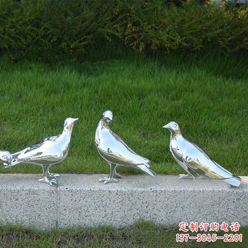泰安银白色不锈钢电镀鸽子雕塑摆件