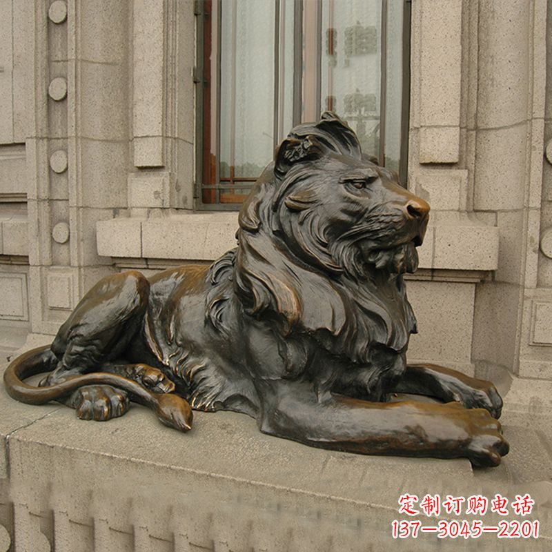 泰安银行大门铜雕港币狮子看门动物雕塑