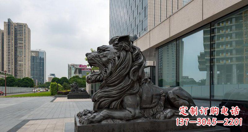 泰安银行铜狮子汇丰狮铜雕