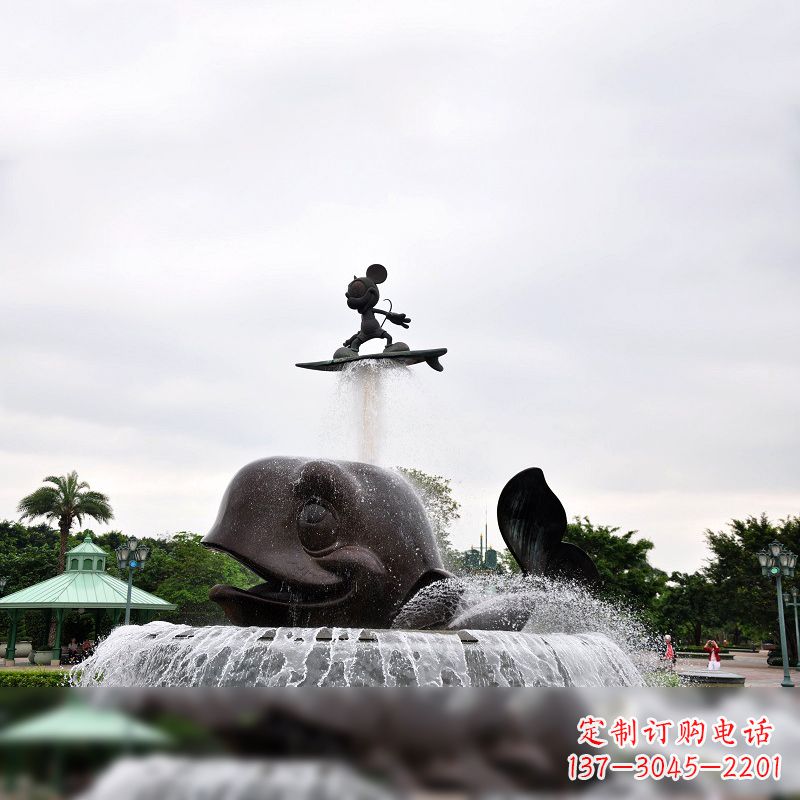 泰安鱼和小孩水景喷泉