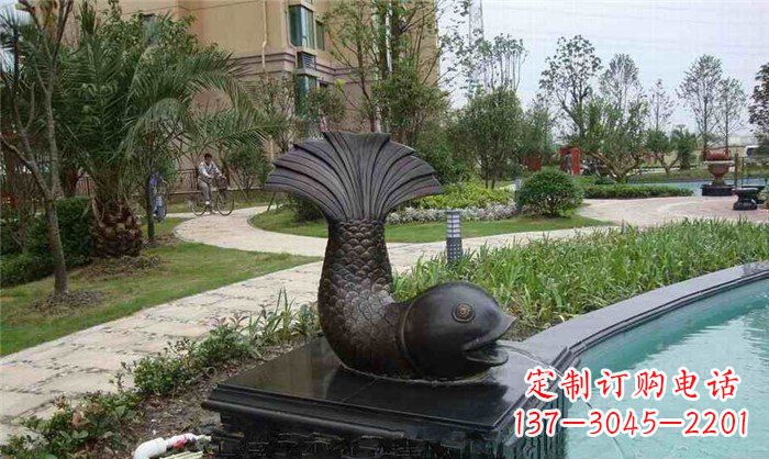 泰安鱼式喷泉小区景观铜雕