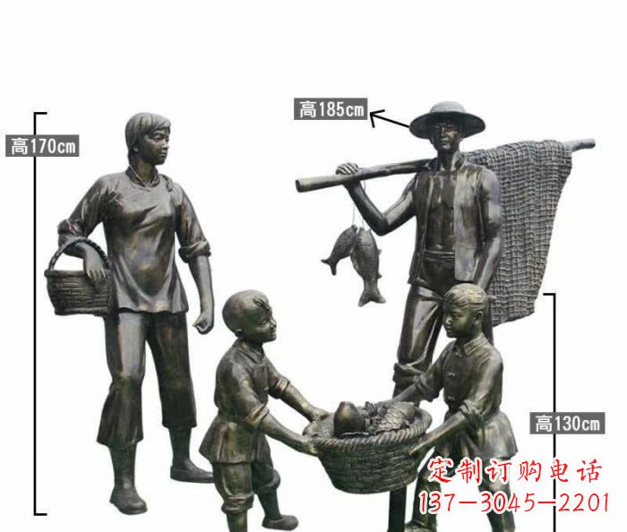泰安渔夫捕鱼民俗铜雕 (3)