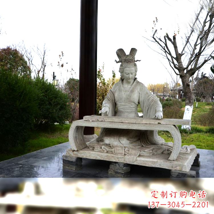 泰安虞姬弹琴雕塑-公园古代人物著名美女情景雕塑