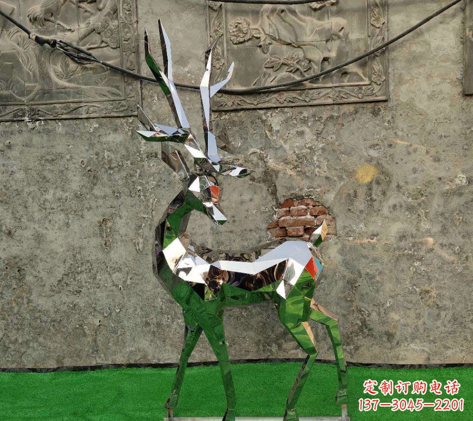 泰安园林不锈钢抽象小鹿雕塑