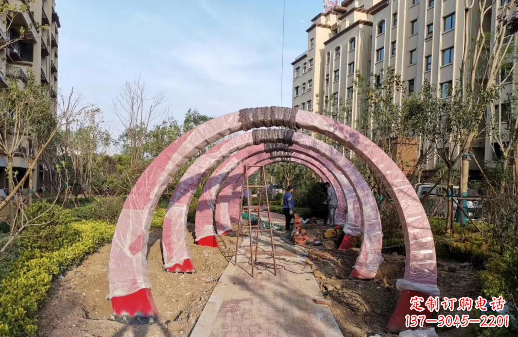 泰安园林不锈钢拱门景观雕塑