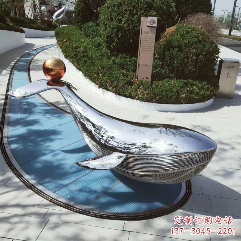 泰安园林不锈钢海豚景观摆件