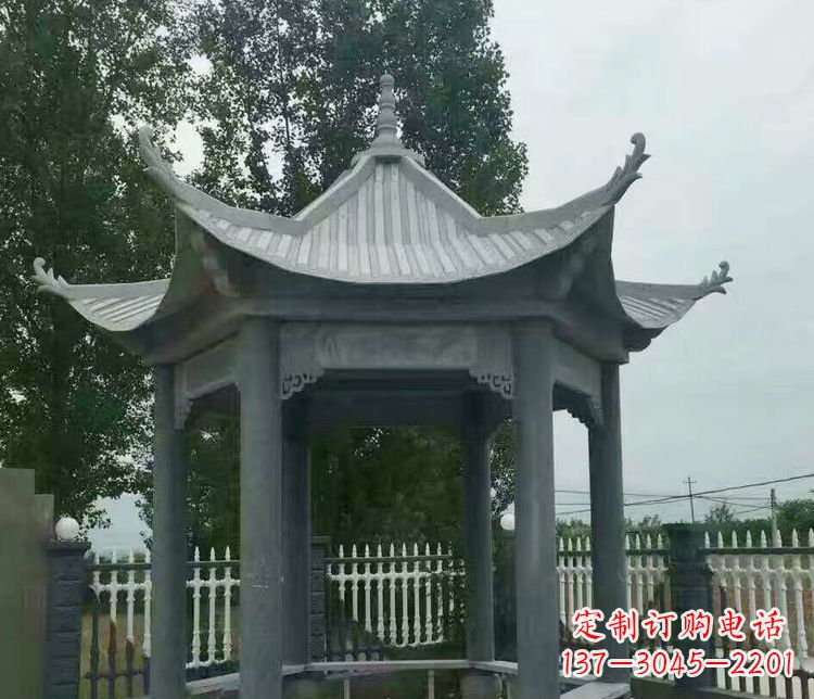 泰安园林仿古石凉亭景观石雕 (2)