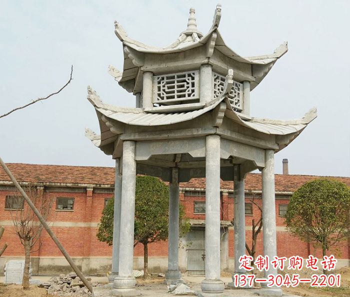 泰安园林仿古双层石雕凉亭 (2)