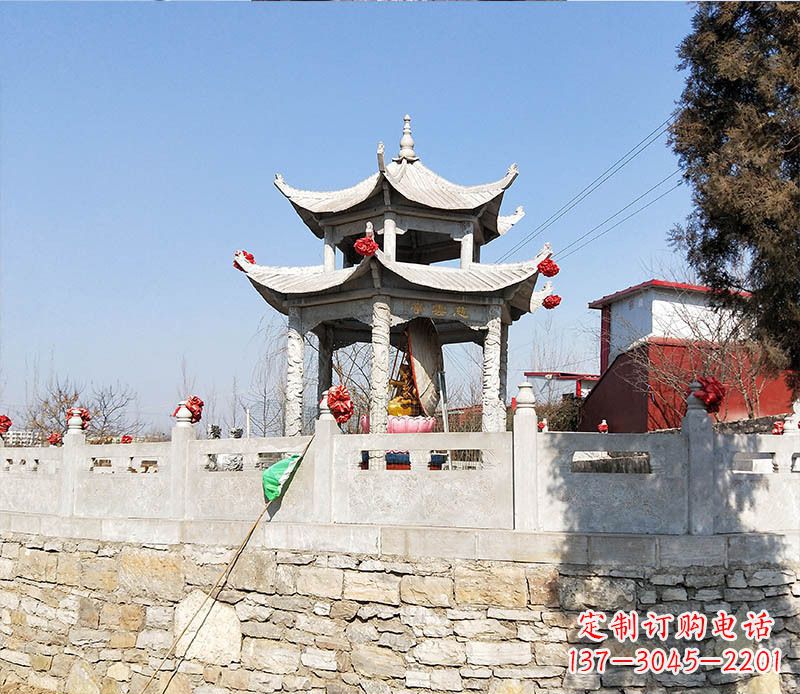 泰安园林仿古双层石凉亭景观石雕 (3)