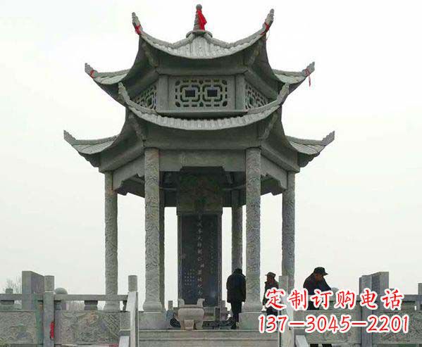 泰安园林仿古双层石凉亭景观石雕