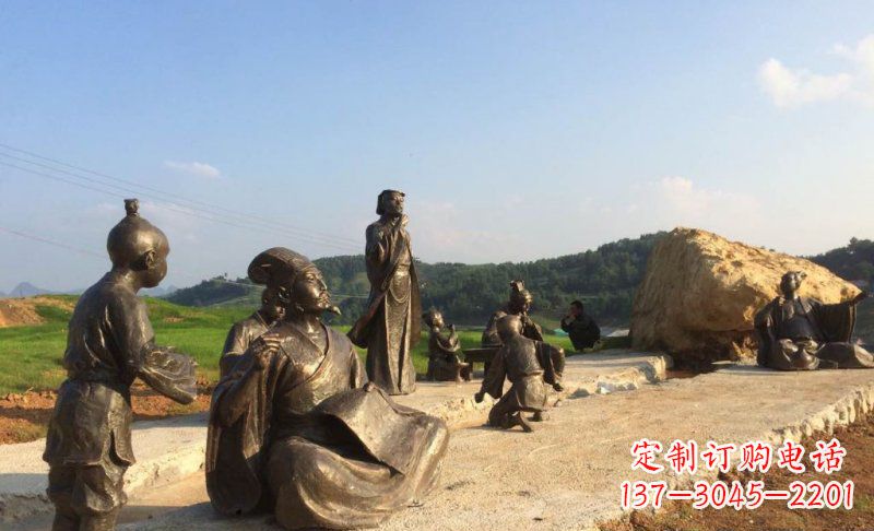 泰安园林古代人物和玩耍的小孩小品铜雕