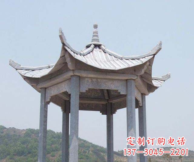 泰安园林景观单层石雕凉亭 (2)