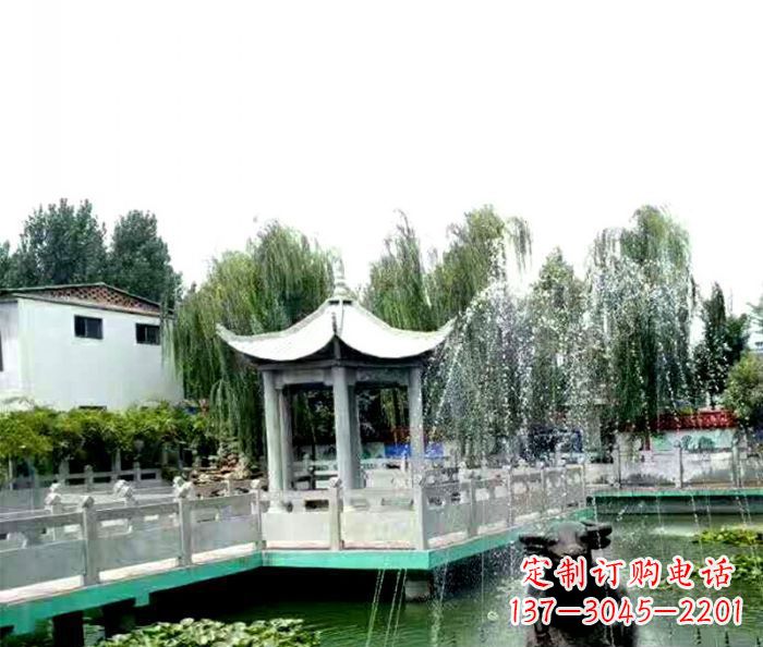 泰安园林景观单层六角石雕凉亭